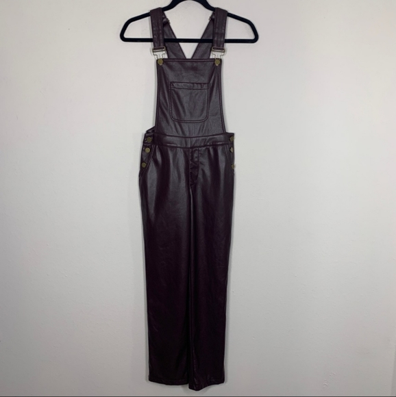 Lulus Modern Charm Vegan Leather Overalls Plum Purple Sz XS - Picture 7 of 15